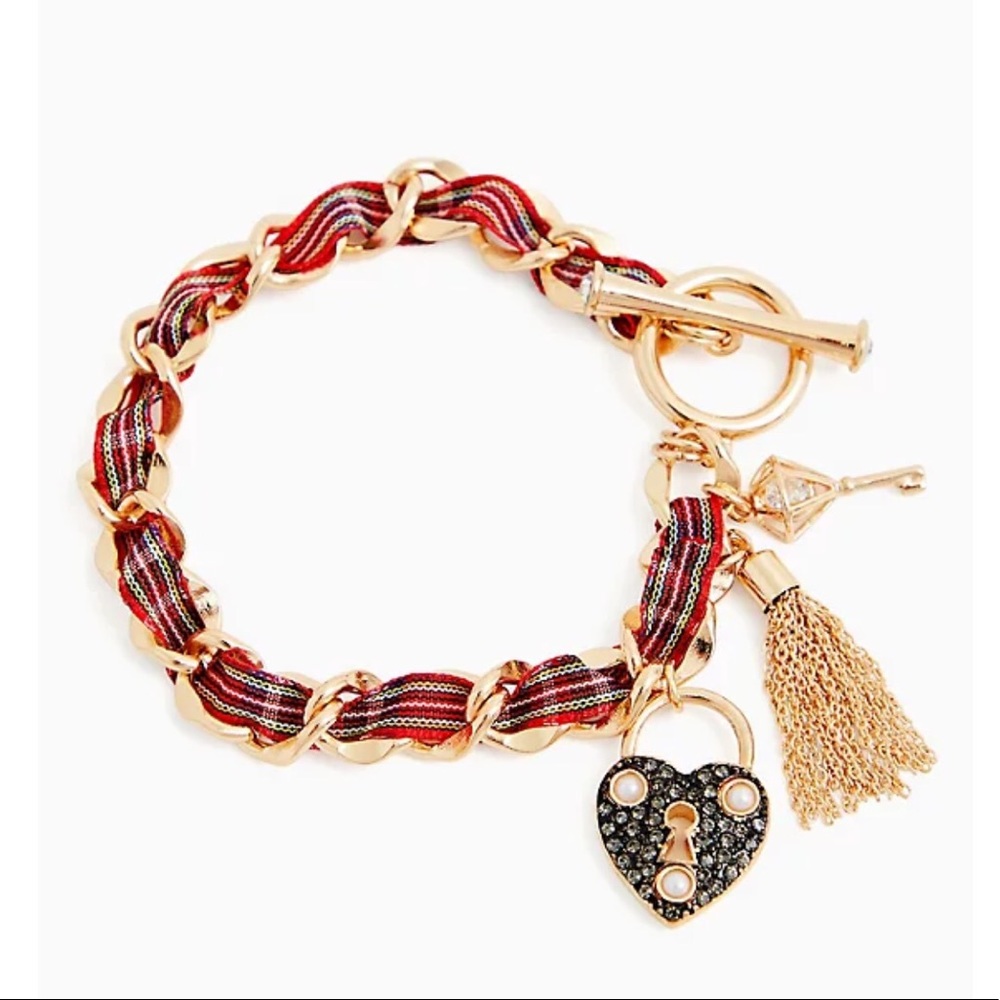 Betsey Johnson Gold-Tone Red Plaid Bracelet